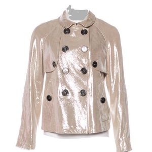 Burberry metallic lambskin leather short jacket 6